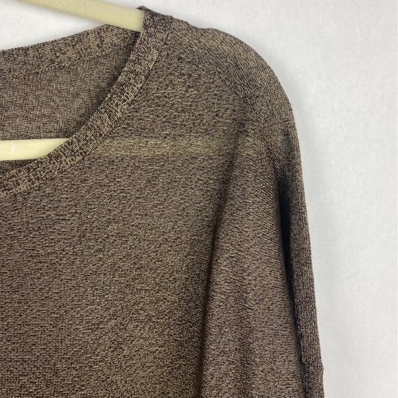 Eileen Fisher Womens Size Small Brown Gold Oversized Short Sleeve Knit Top - Picture 4 of 6